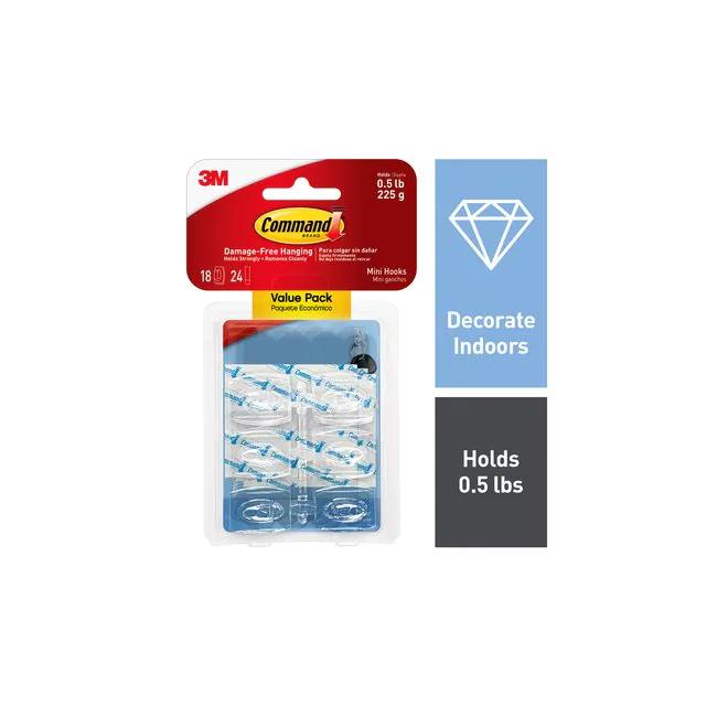 COMMAND MINI CLEAR HOOKS WIT【17006CLR-18ES】