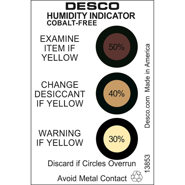 【13853】HUMIDITY INDICATOR CARD, COBALT-