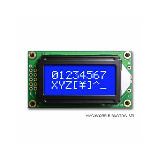 【AMC0802BR-B-B6WTDW-SPI】LCD COB CHAR 8X2 BLUE TRANSM SPI