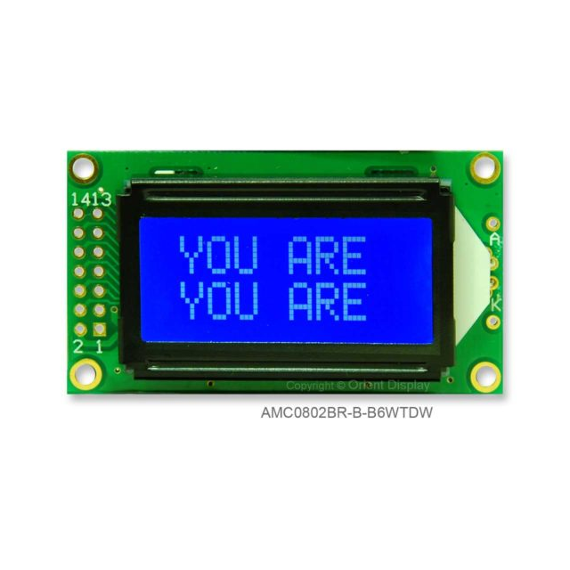 LCD COB CHAR 8X2 BLUE TRANSF【AMC0802BR-B-B6WTDW】