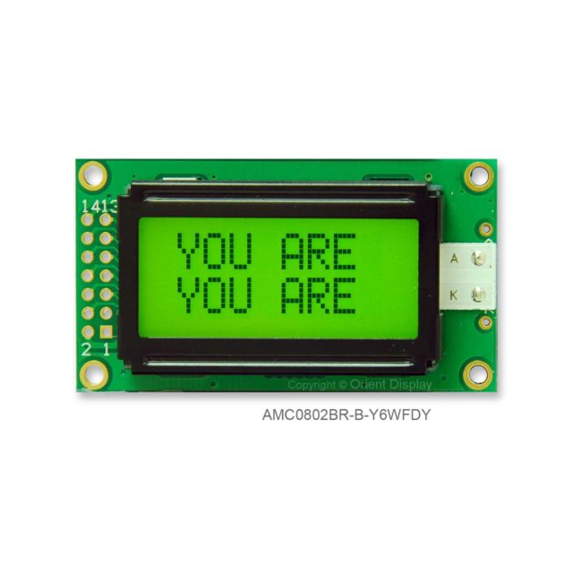 LCD COB CHAR 8X2 Y/G TRANSF【AMC0802BR-B-Y6WFDY】