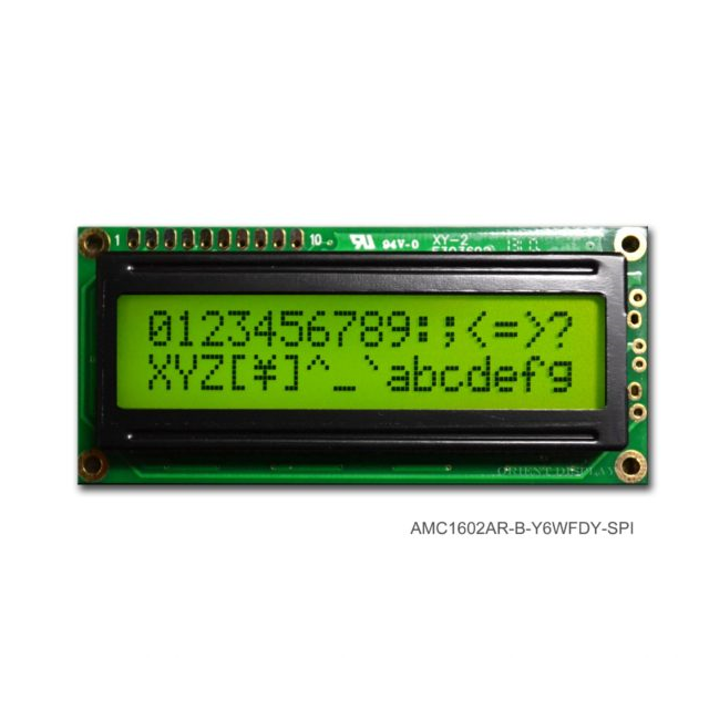 【AMC1602AR-B-Y6WFDY-SPI】LCD COB CHAR 16X2 Y/G TRANSF SPI