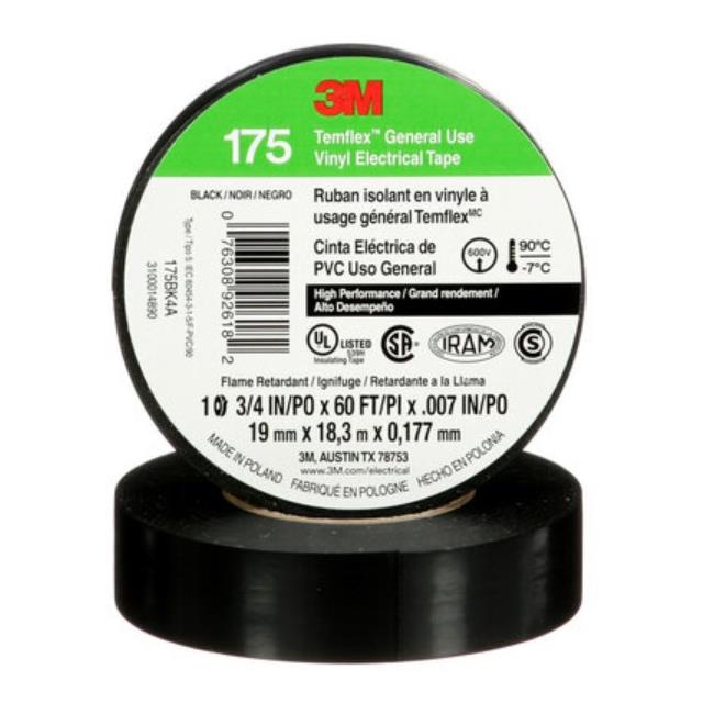 TAPE VINYL BLK 3/4"X20YDS【175BK4A】