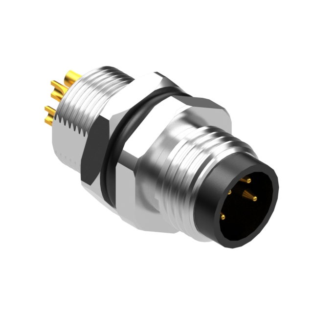 M8 A-CODE 4POS PLUG PANEL MOUNT【54-00295】