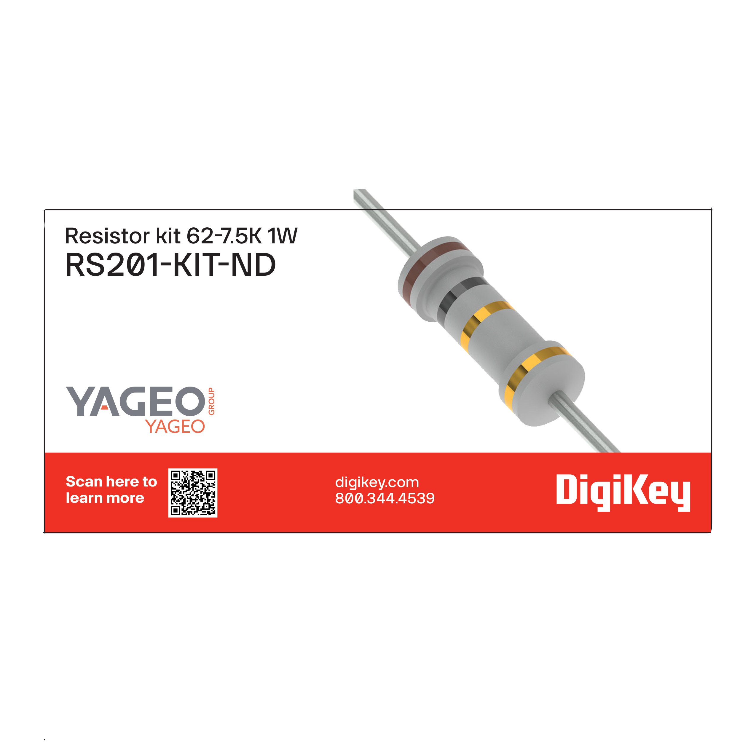 RESISTOR KIT 62-7.5K 1W 255PCS【RS201】