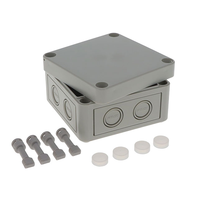 【105-403】BOX PLASTIC GRAY 3.7"L X 3.7"W
