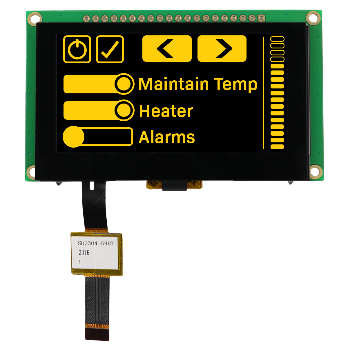 【NHD-2.7-12864WDY3-CTP】2.7 YLW GRAPH OLED CTP THRU HOLE