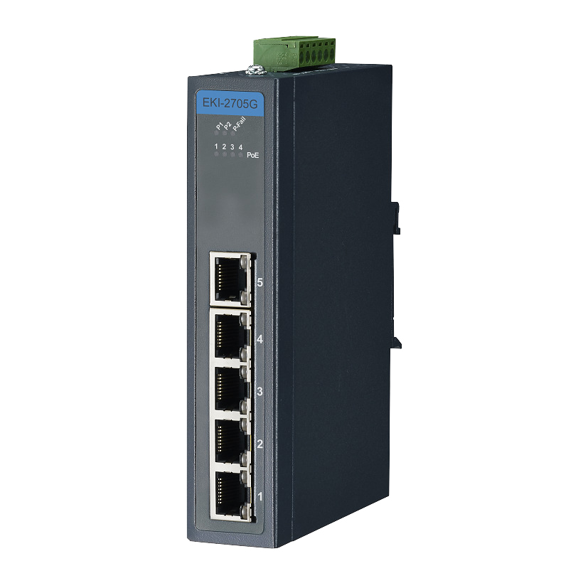 【EKI-2705G-1GPI-AU】5GE UNMANAGED IND. POE SWITCH W/