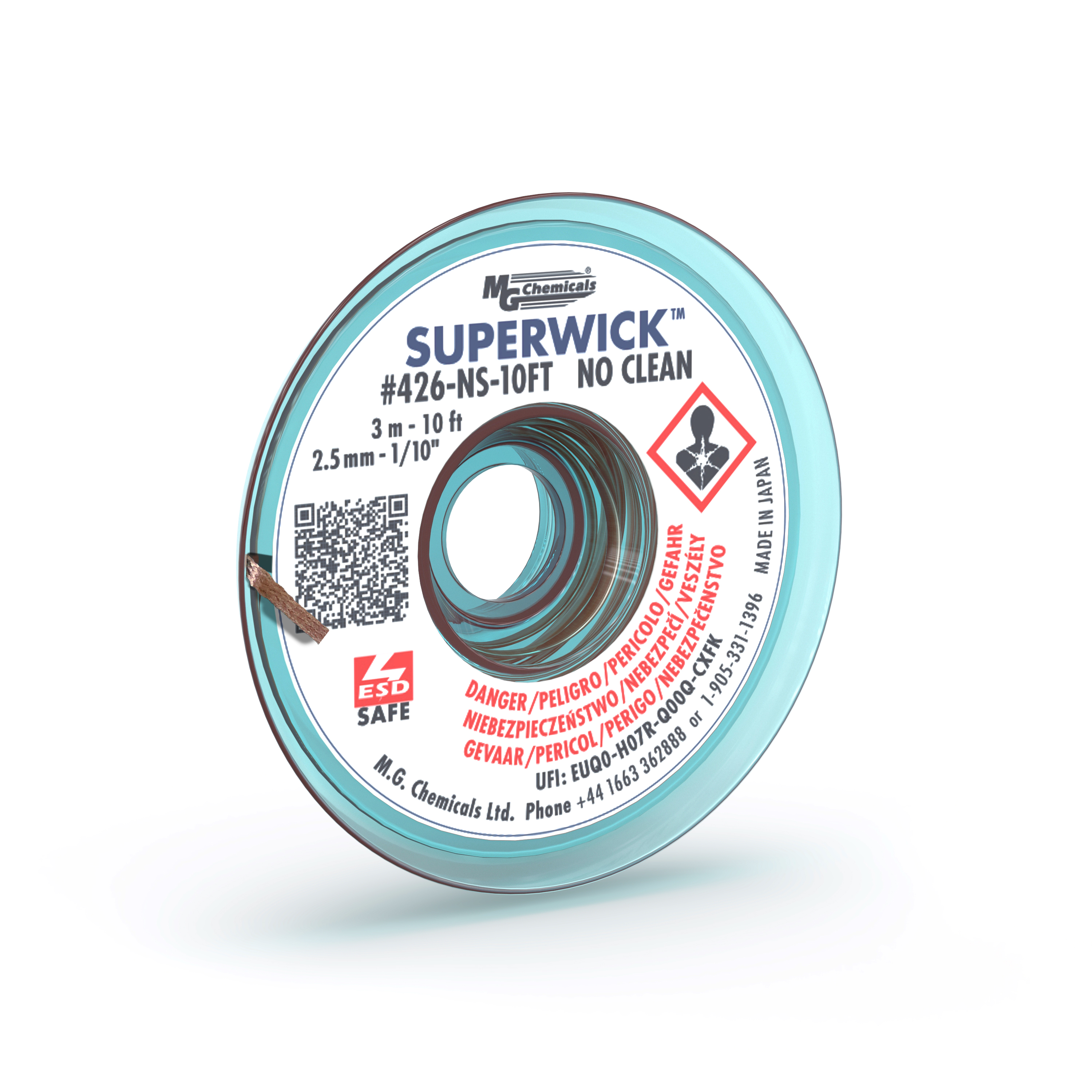 【426-NS-10FT】SUPERWICK - #4 BLUE, STATIC FREE