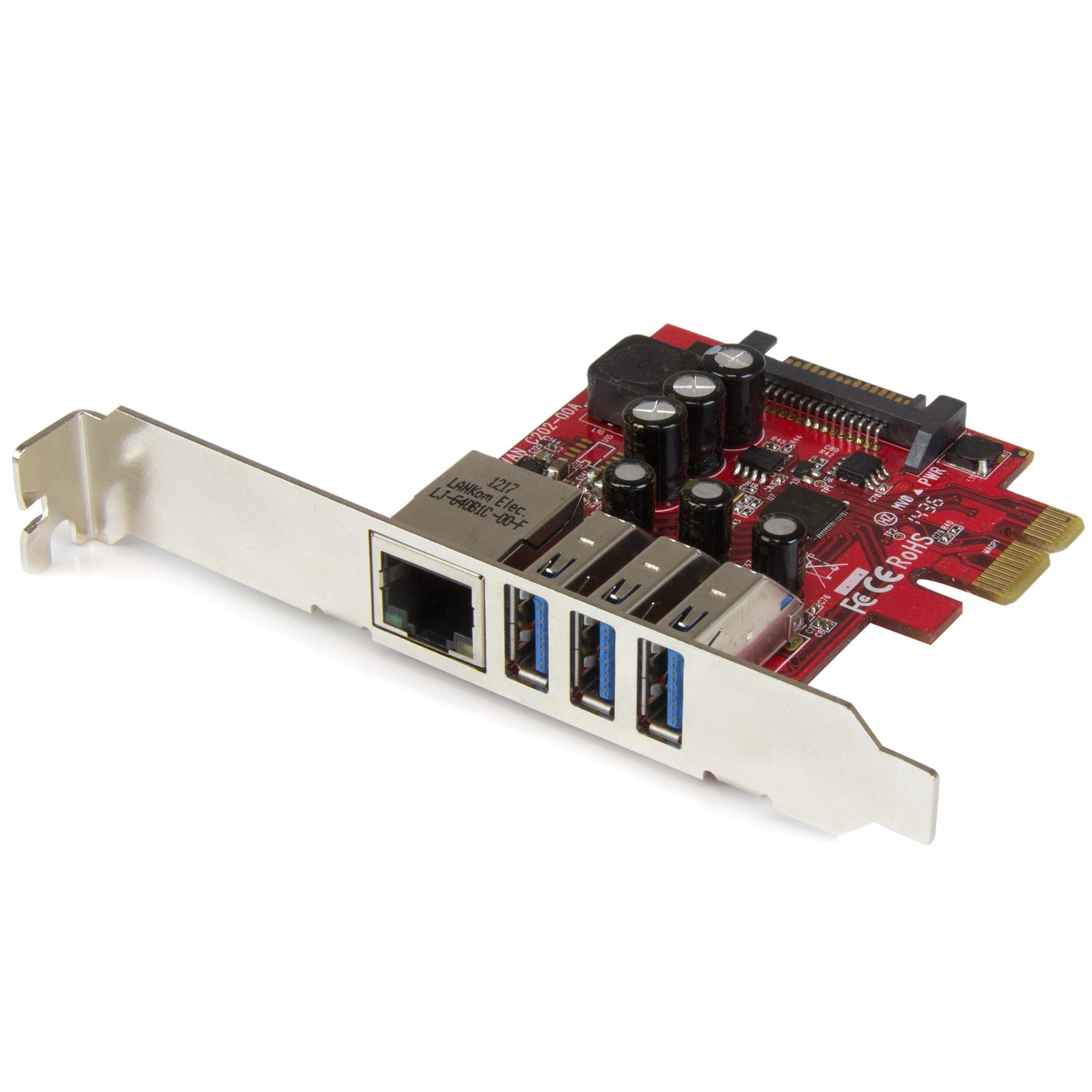 【PEXUSB3S3GE】3 PORT PCIE USB 3.0 CARD + GBE