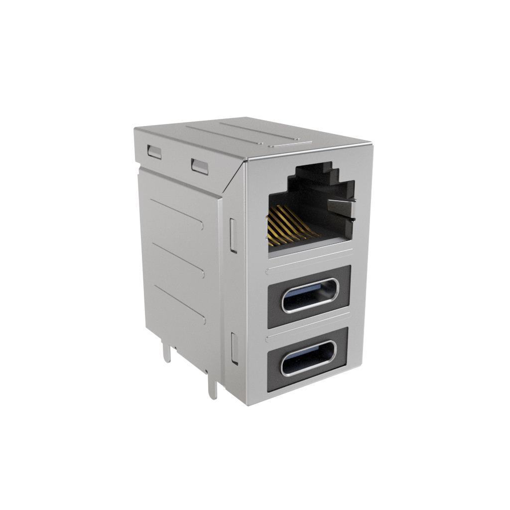 【RJE36188330CH】STACKED RJ45 OVER 2 NOS USB TYPE