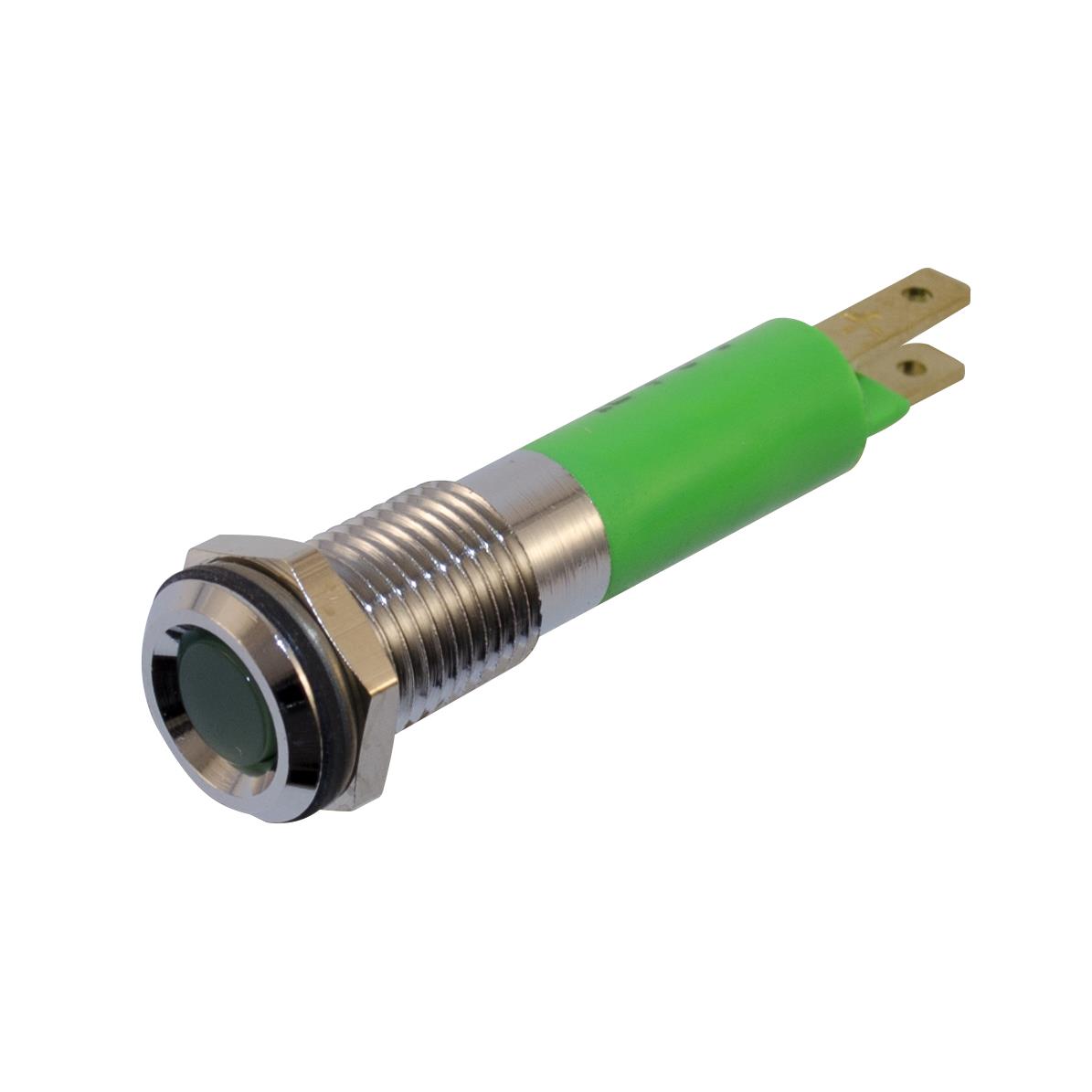 【WL-19010251】LED Ind 8mm Green 12V Satin Bzl