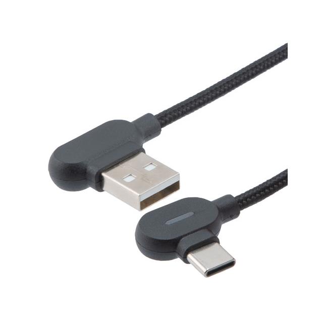 USB C TO A, ANGLED, 2.0, LED, M-【USBCA2LED-RA-MM-1M】