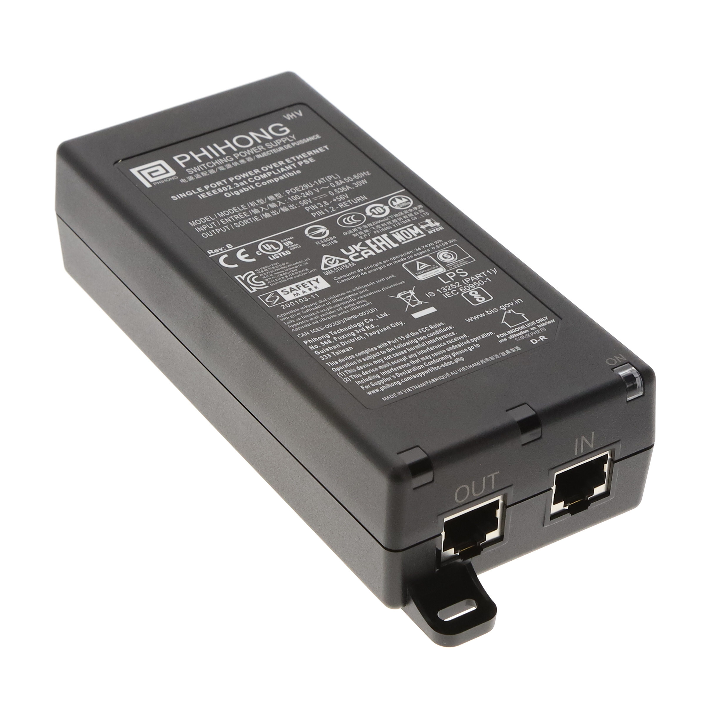 【98-9000311-01】Single Port PoE Injector, 30W