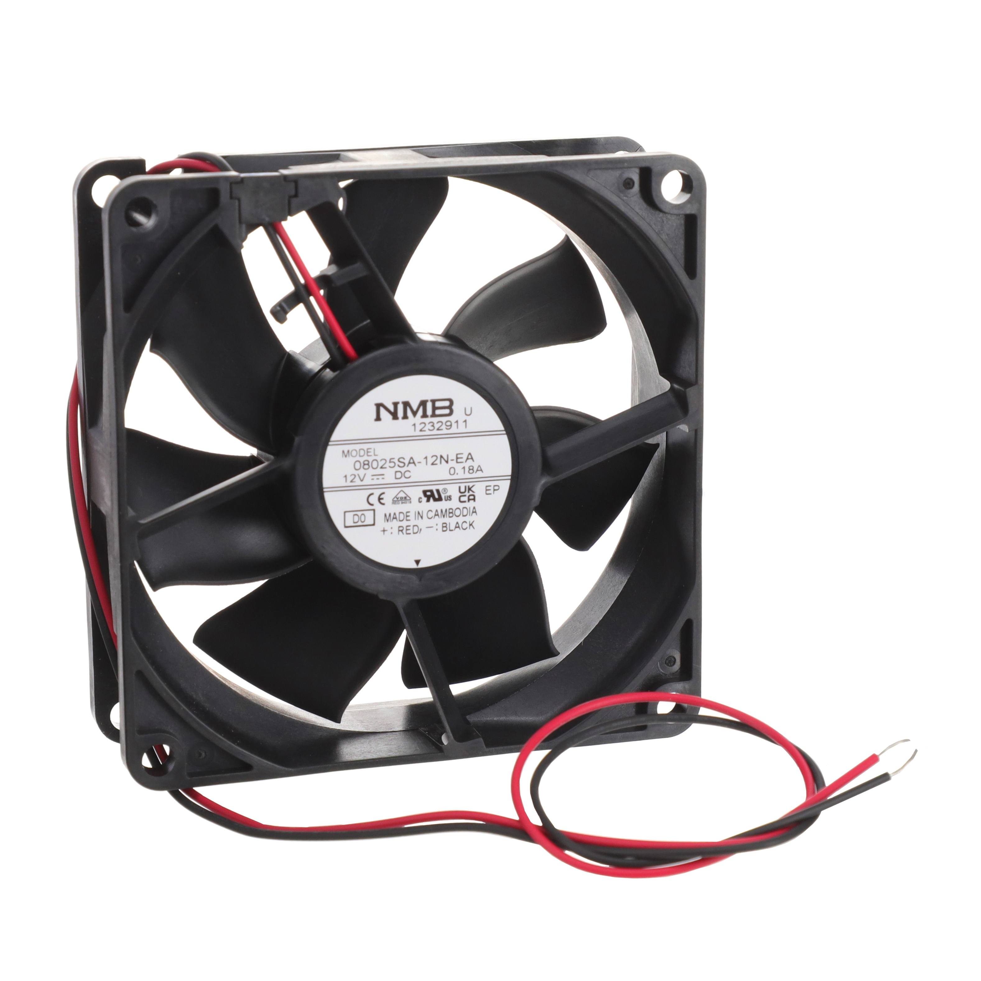 【08025SA-12N-EA-D0】FAN AXIAL 80X25MM 12VDC WIRE