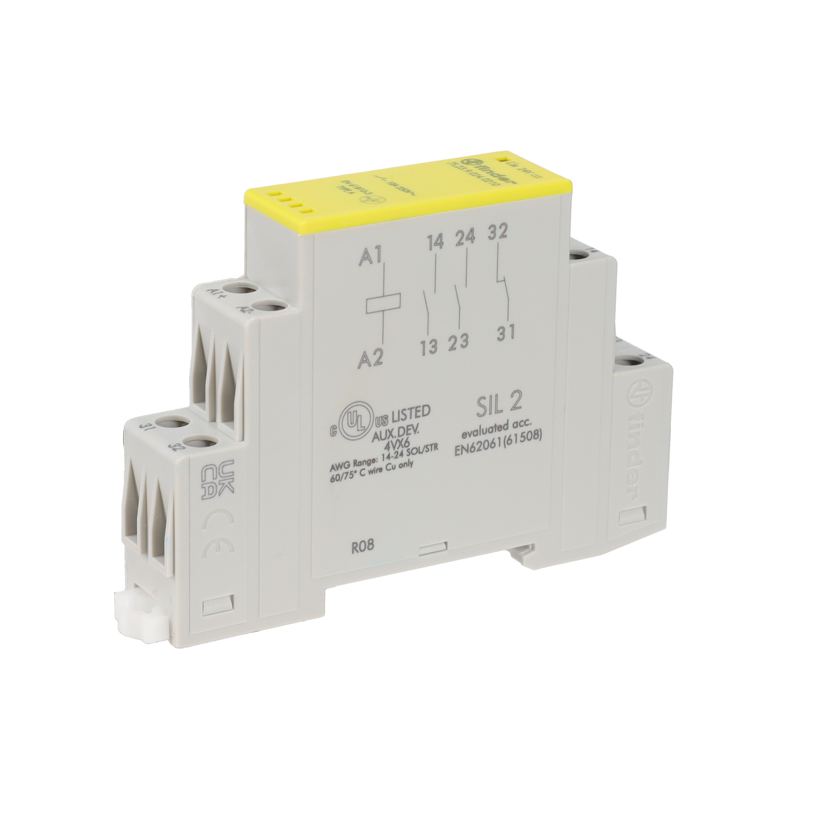 【7S.23.9.024.0210】SFTY RLY GUIDE 2NO+1NC 10A 24VDC