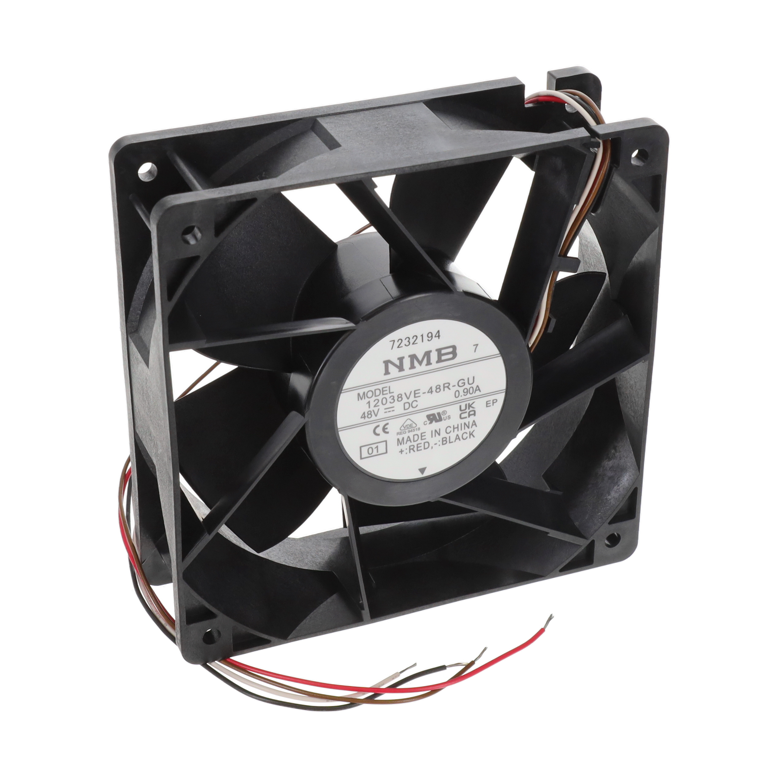 【12038VE-48R-GU-01】120X120X38MM, 48VDC, 6,400 RPM,