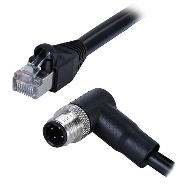 【CDM1260-04D-01MRA-5M-RJ45-67】M12 MALE MOLDED  CABLE,ANGLED,SH