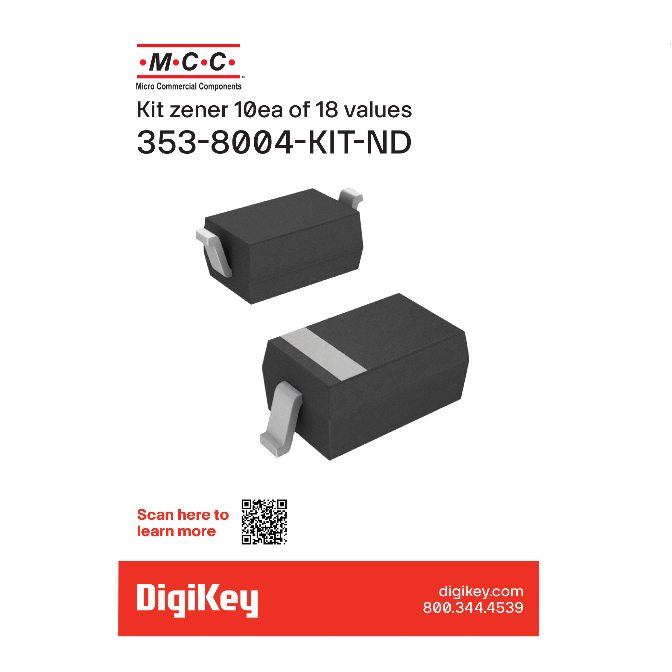 KIT ZENER 10EA OF 18 VALUES【353-8004-KIT】