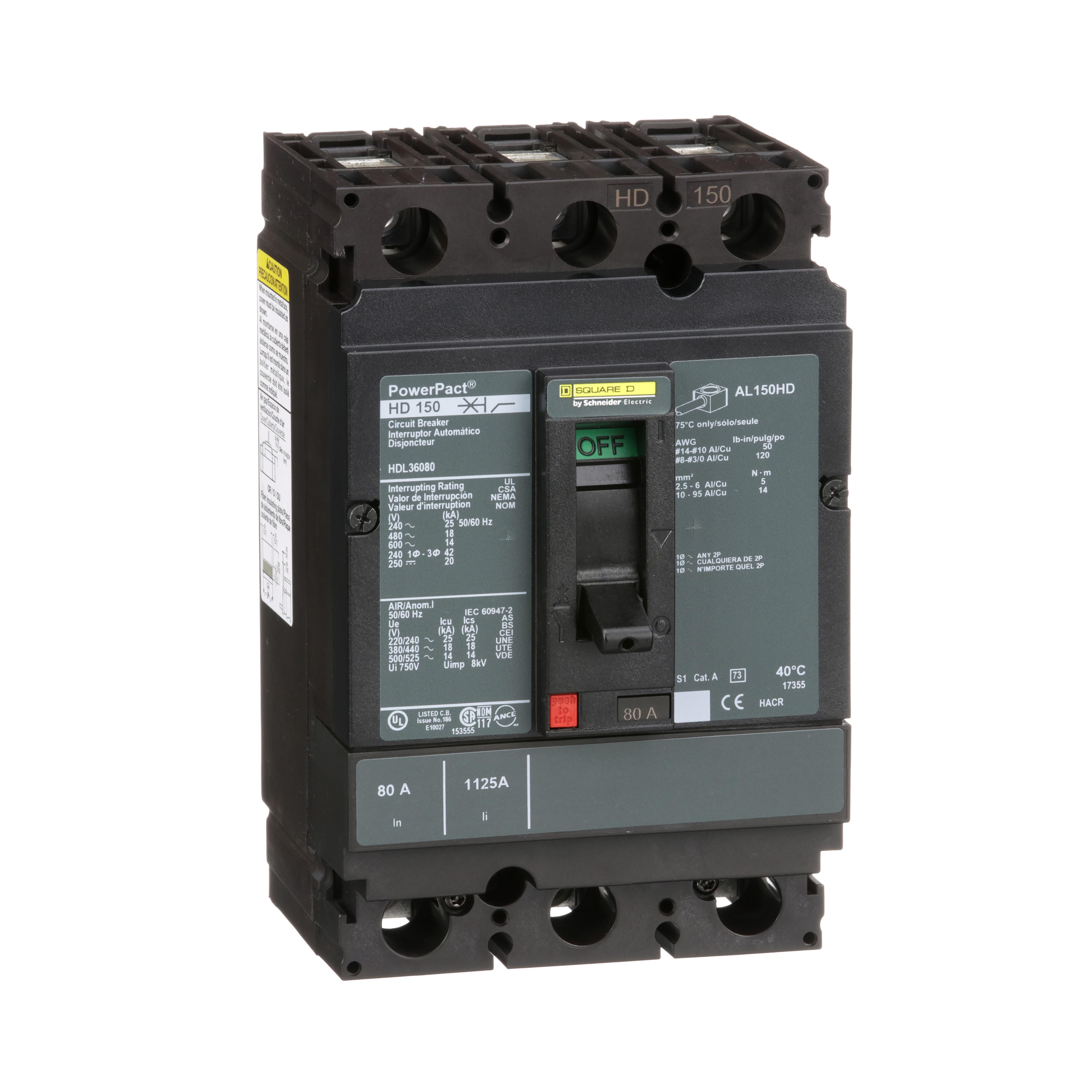【HDL36080】MOLDED CASE CIRCUIT BREAKER 600V