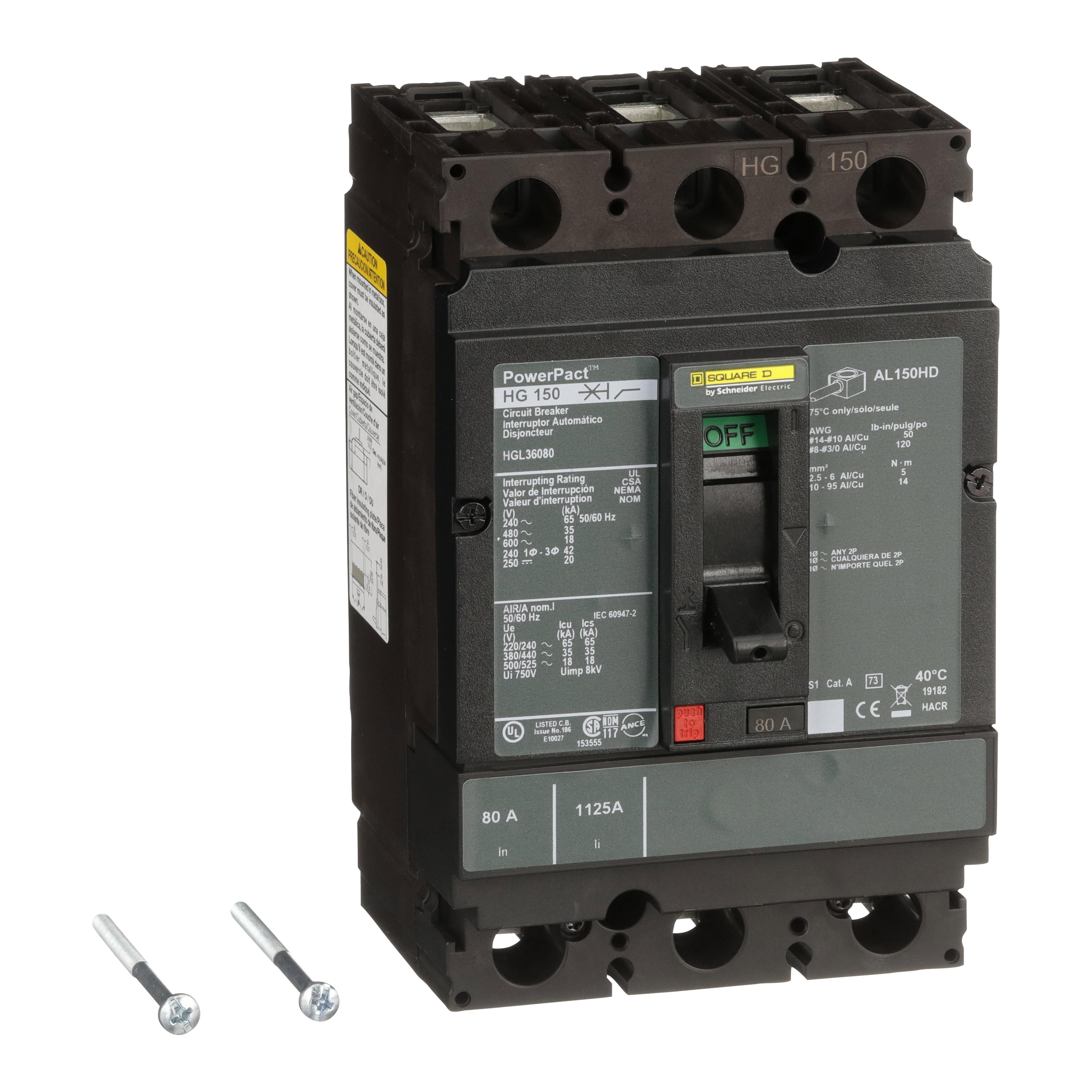 【HGL36080】MOLDED CASE CIRCUIT BREAKER 600V