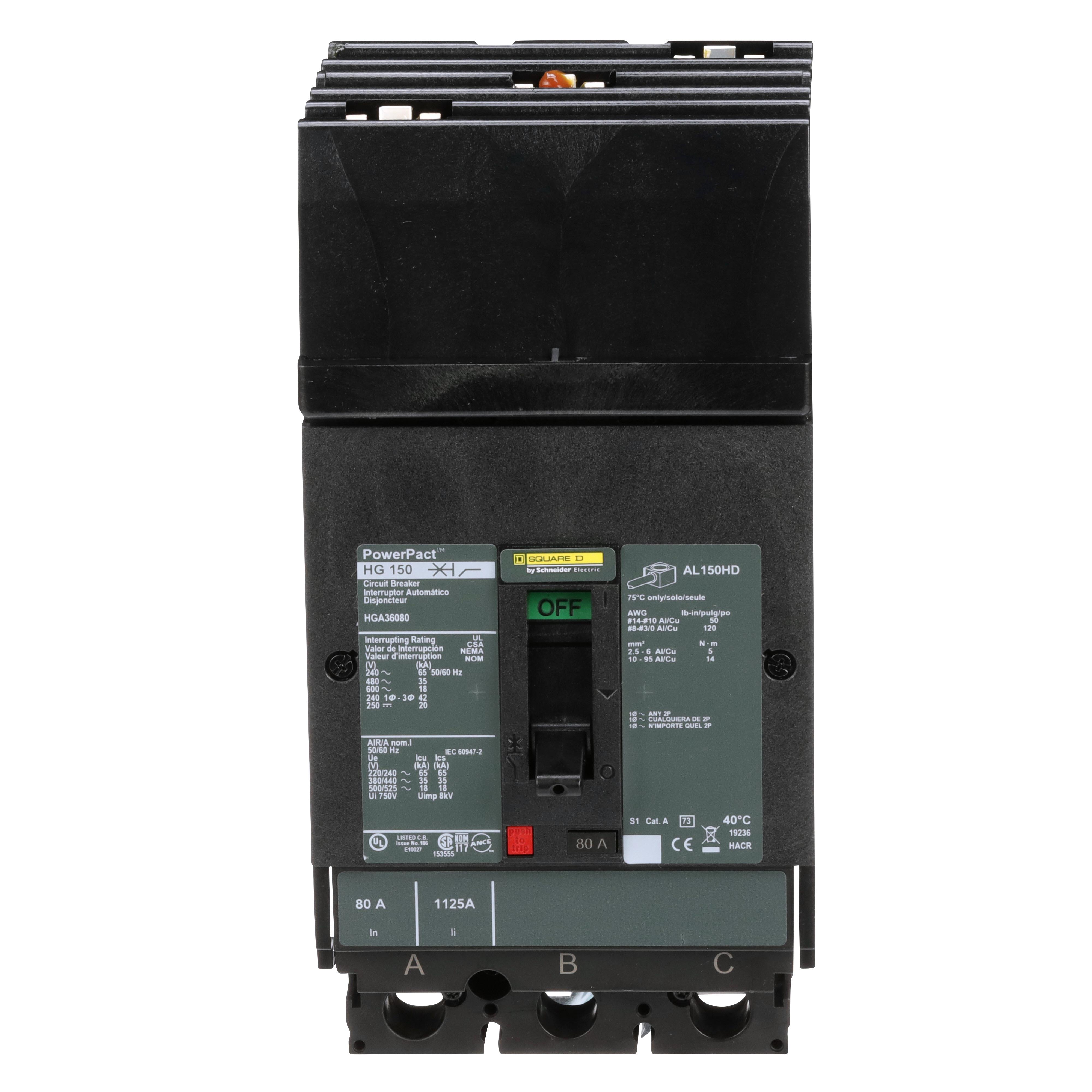 【HGA36080】MOLDED CASE CIRCUIT BREAKER 600V