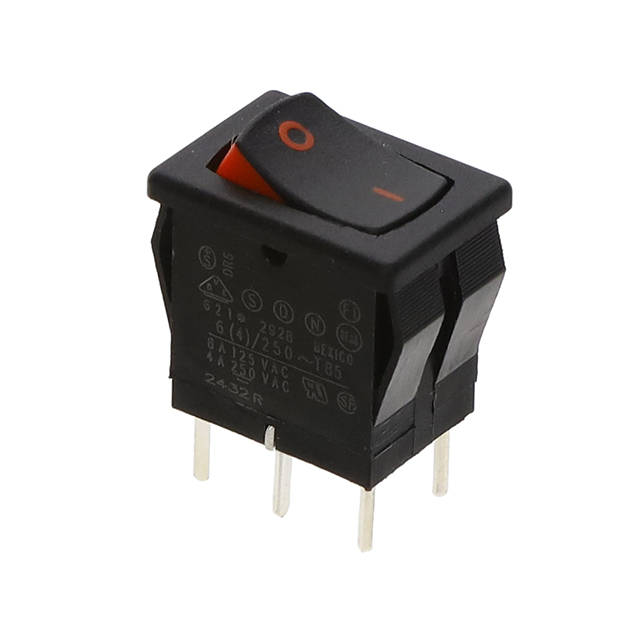 【62112928-0-9-V】SWITCH ROCKER DPDT 8A 125V