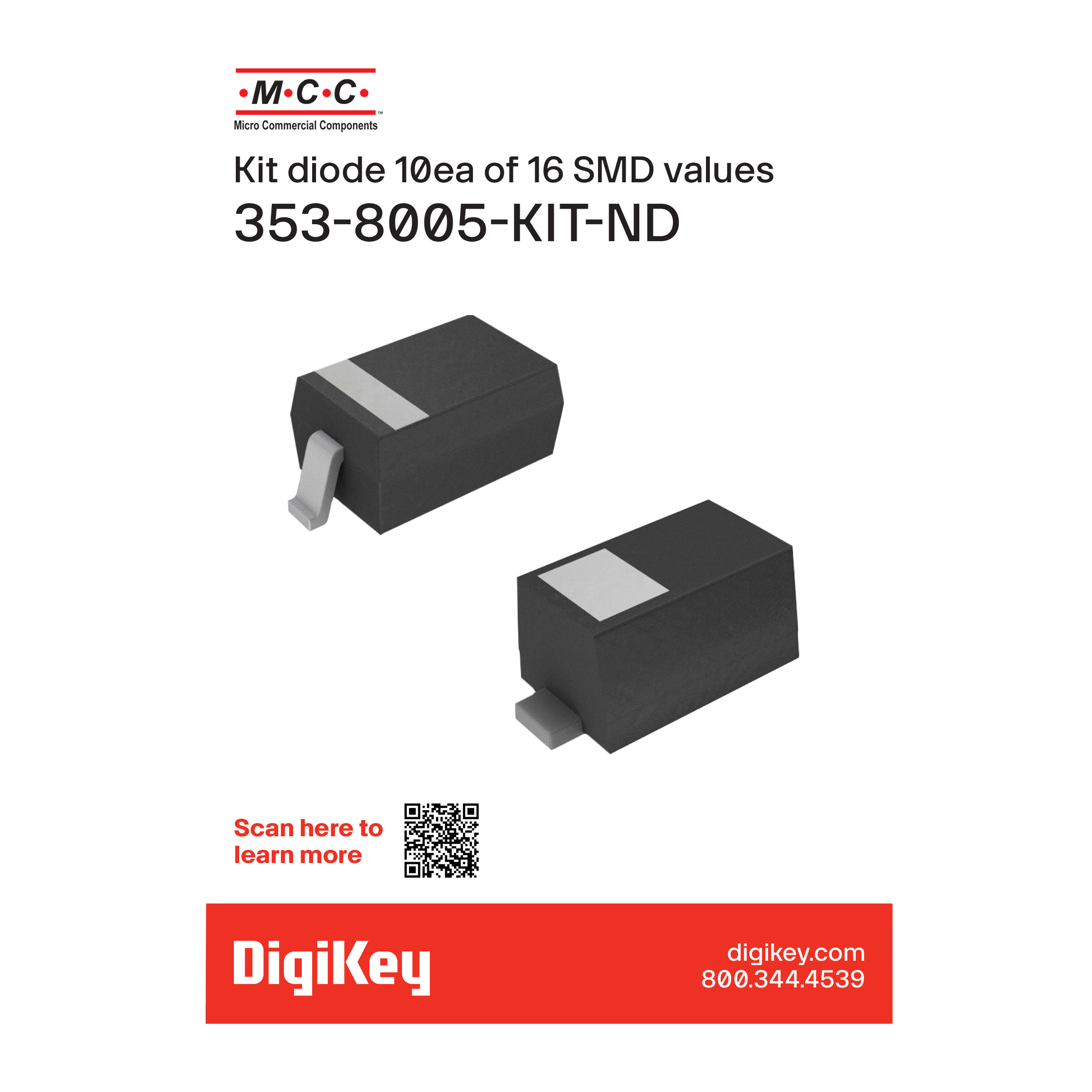 KIT DIODE 10EA OF 16 SMD VALUES【353-8005-KIT】