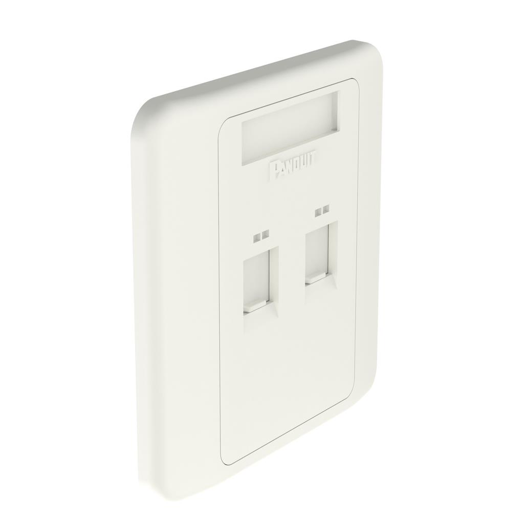 【NKFPLUKF2SAW】FLAT SHUTTERED FACEPLATE, 2 PORT
