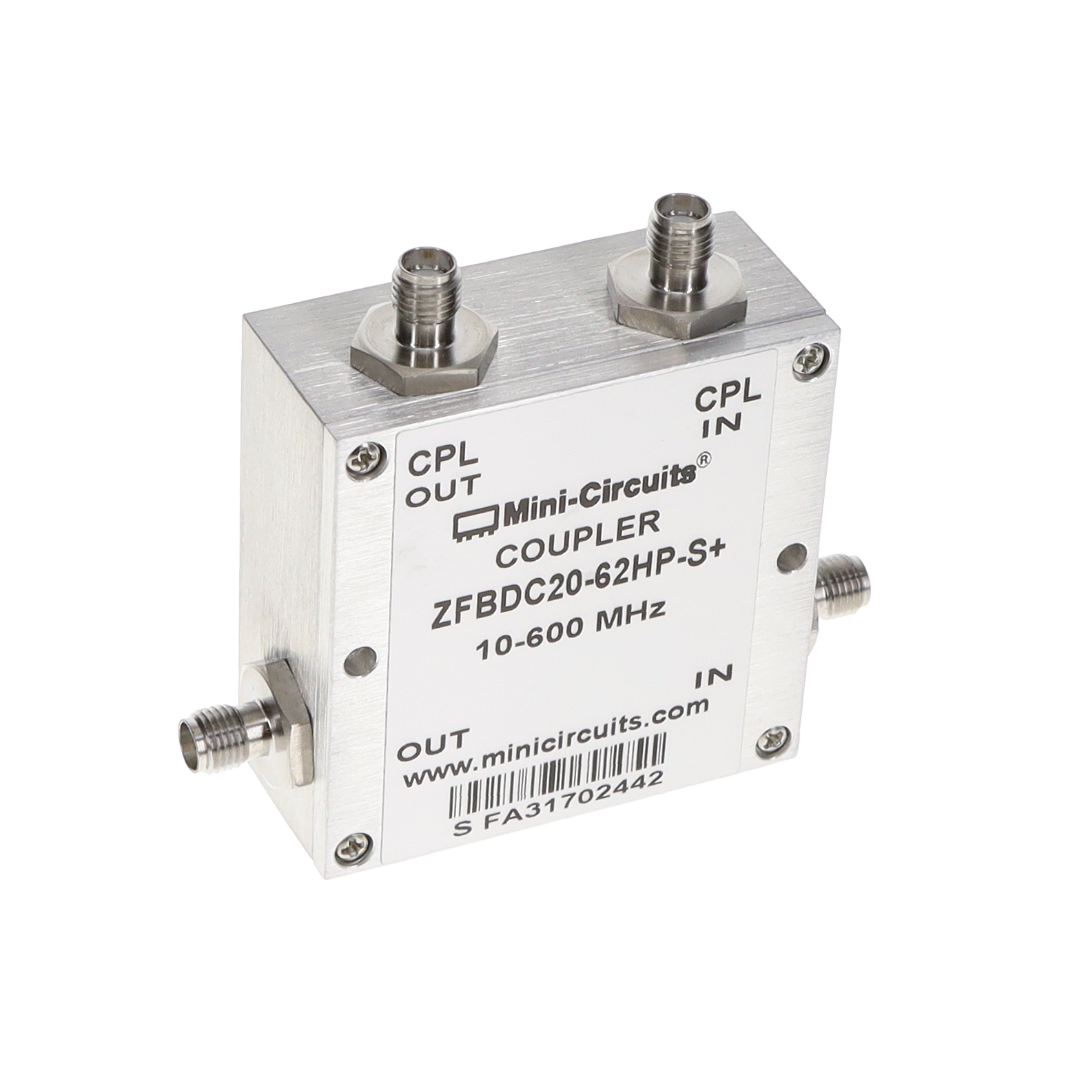 【ZFBDC20-62HP-S+】20 DB BI-DIR CPLR, 10 - 600 MHZ