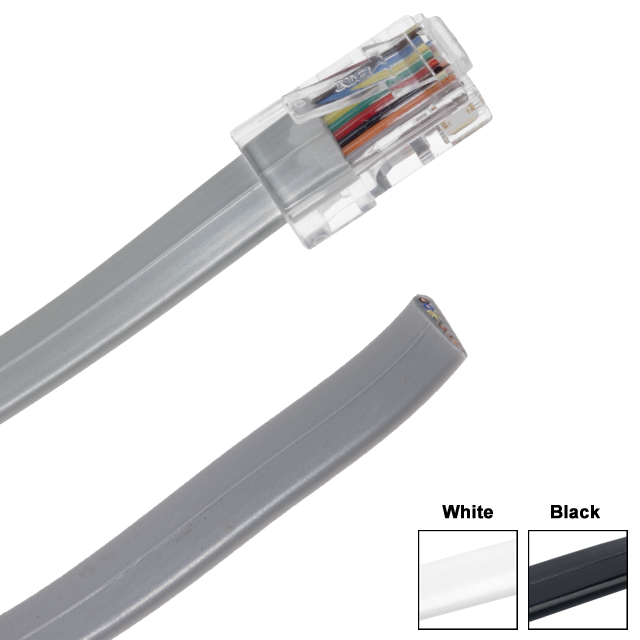 【513-26-6400-BL-0050F】6P4C, STRAIGHT 50', BLACK, OPEN
