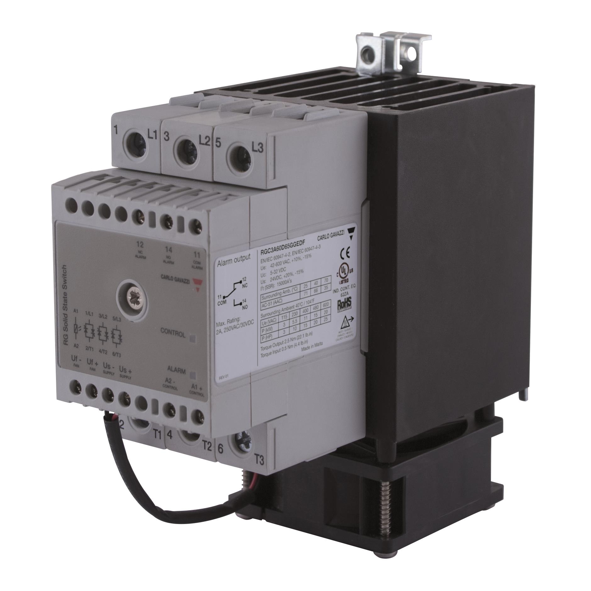 【RGC3A60D65GGEAF】3-POLE DIN-RAIL MOUNT SSR, ZERO-
