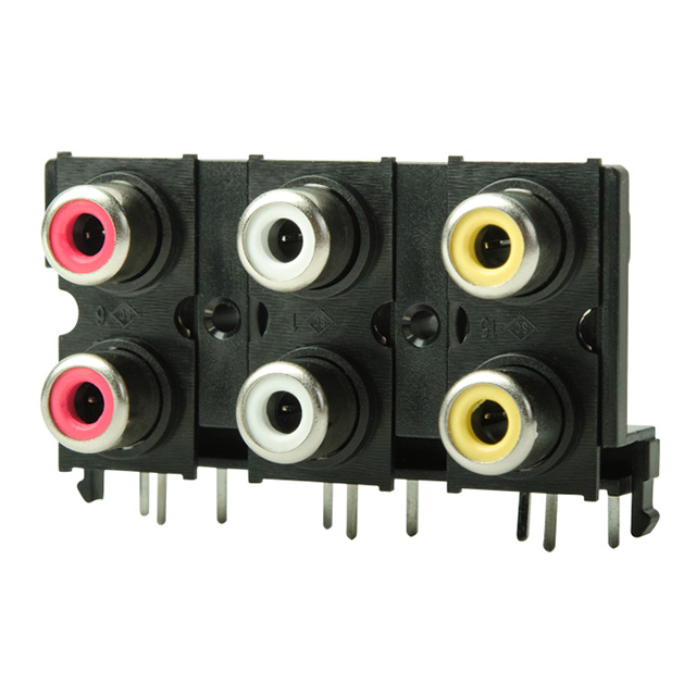 CONN RCA JACK 6P 2X3 R/A PCB MNT【RCJ-61645223】