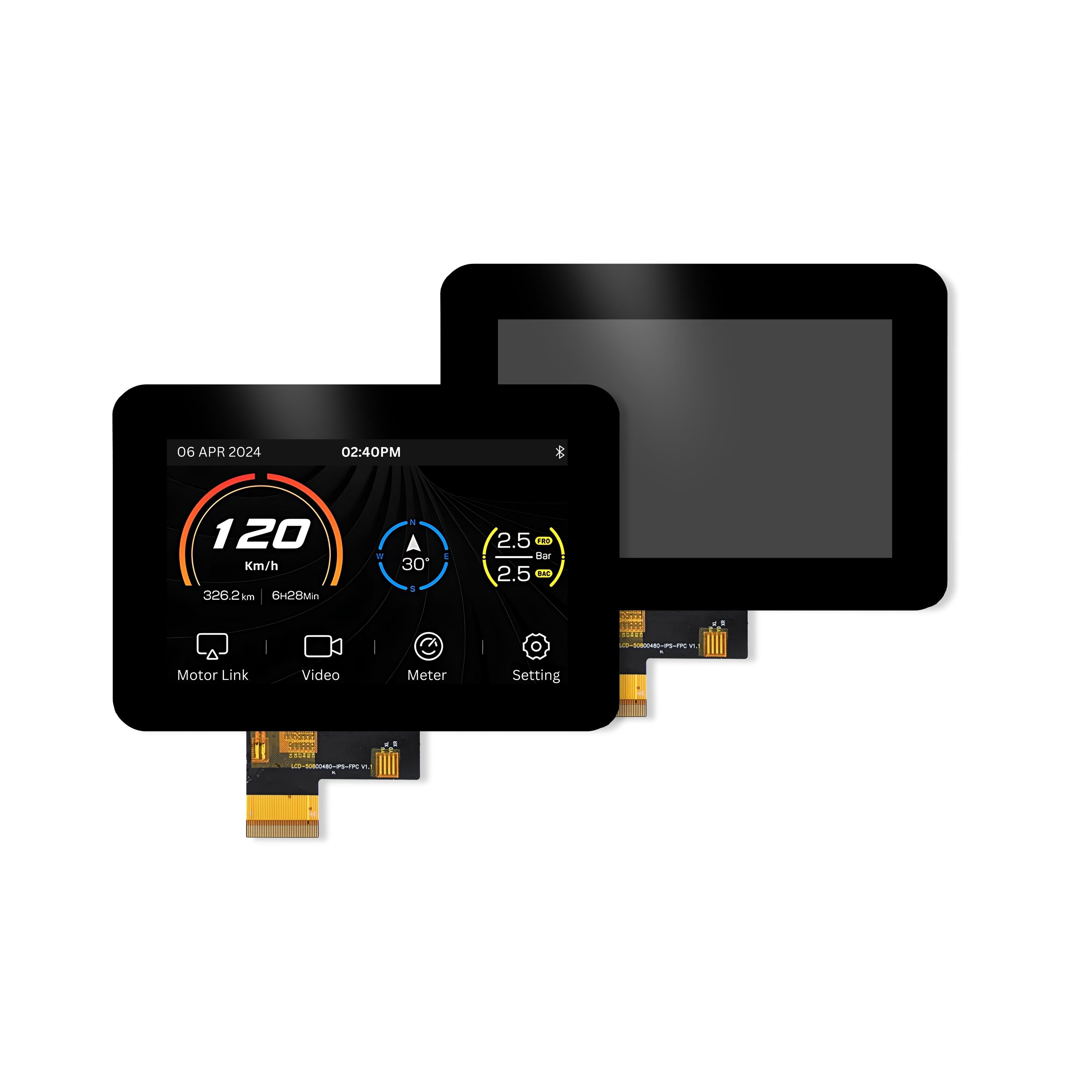 5.0  IPS TFT-LCD, CAPACITIVE TOU【4DLCD-50-800-480-CT-CLB-400-R】