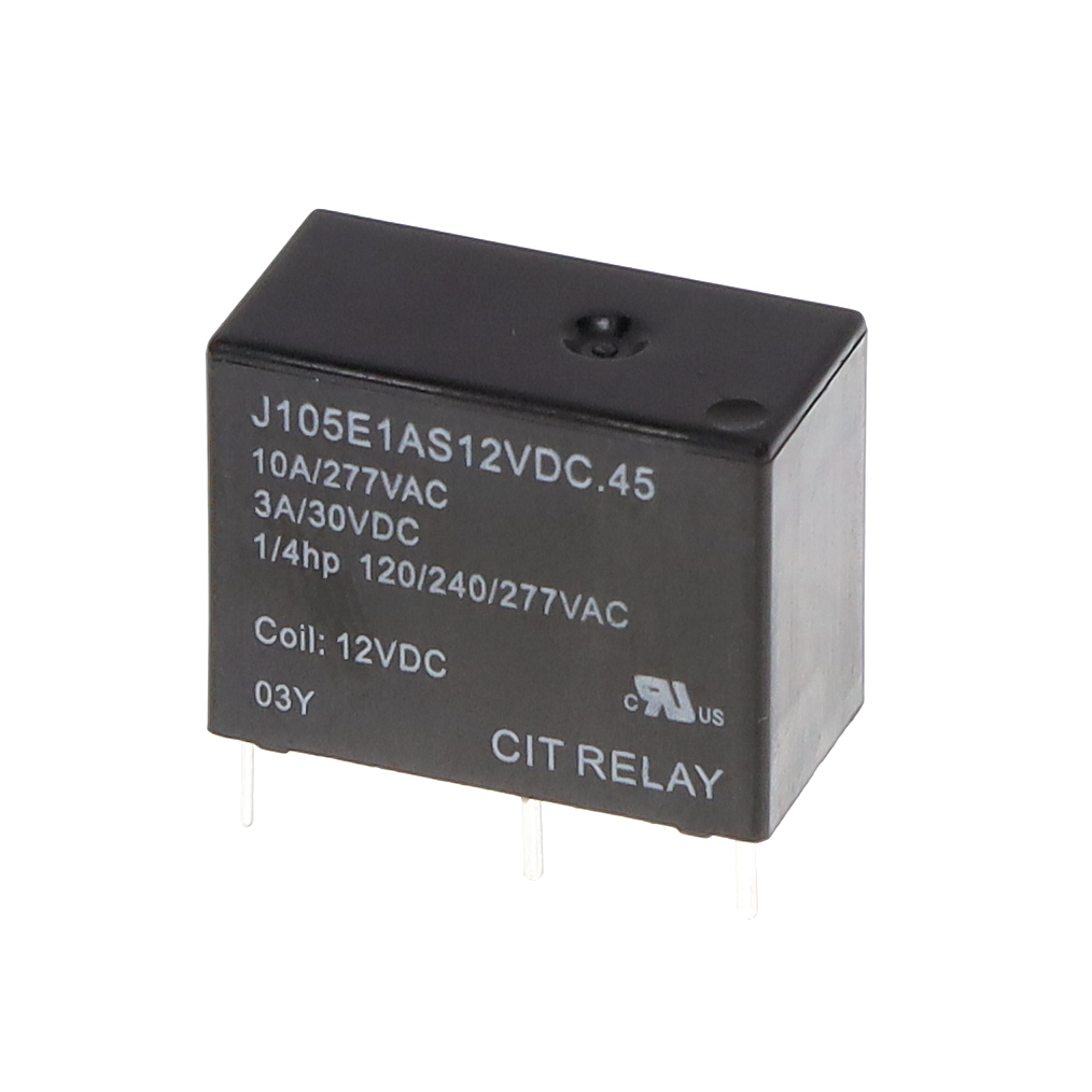 【J105E1AS12VDC.45】RELAY GEN PURPOSE SPST N.O. 10A