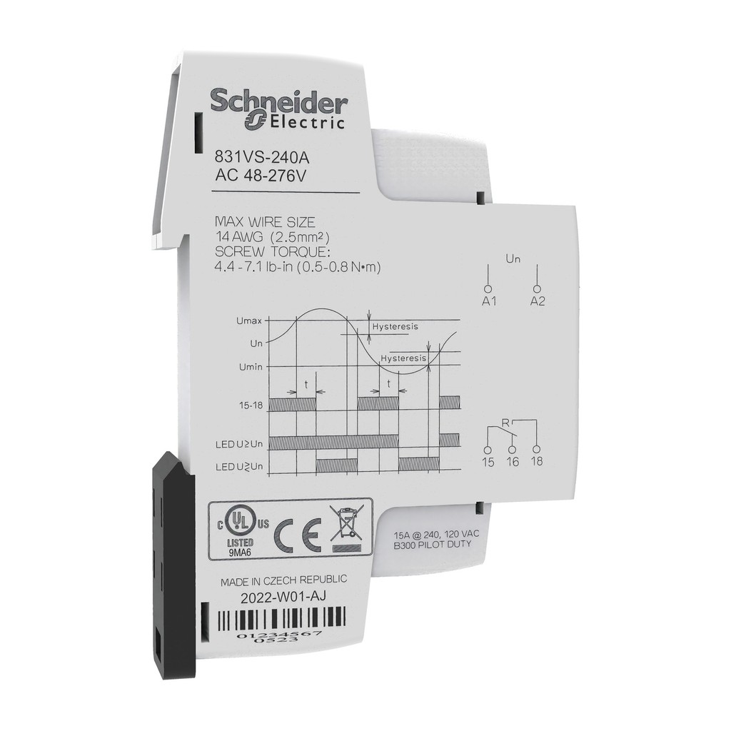 【831VS-240A】VOLT SENSOR RELAY SPDT 0 TO 10S