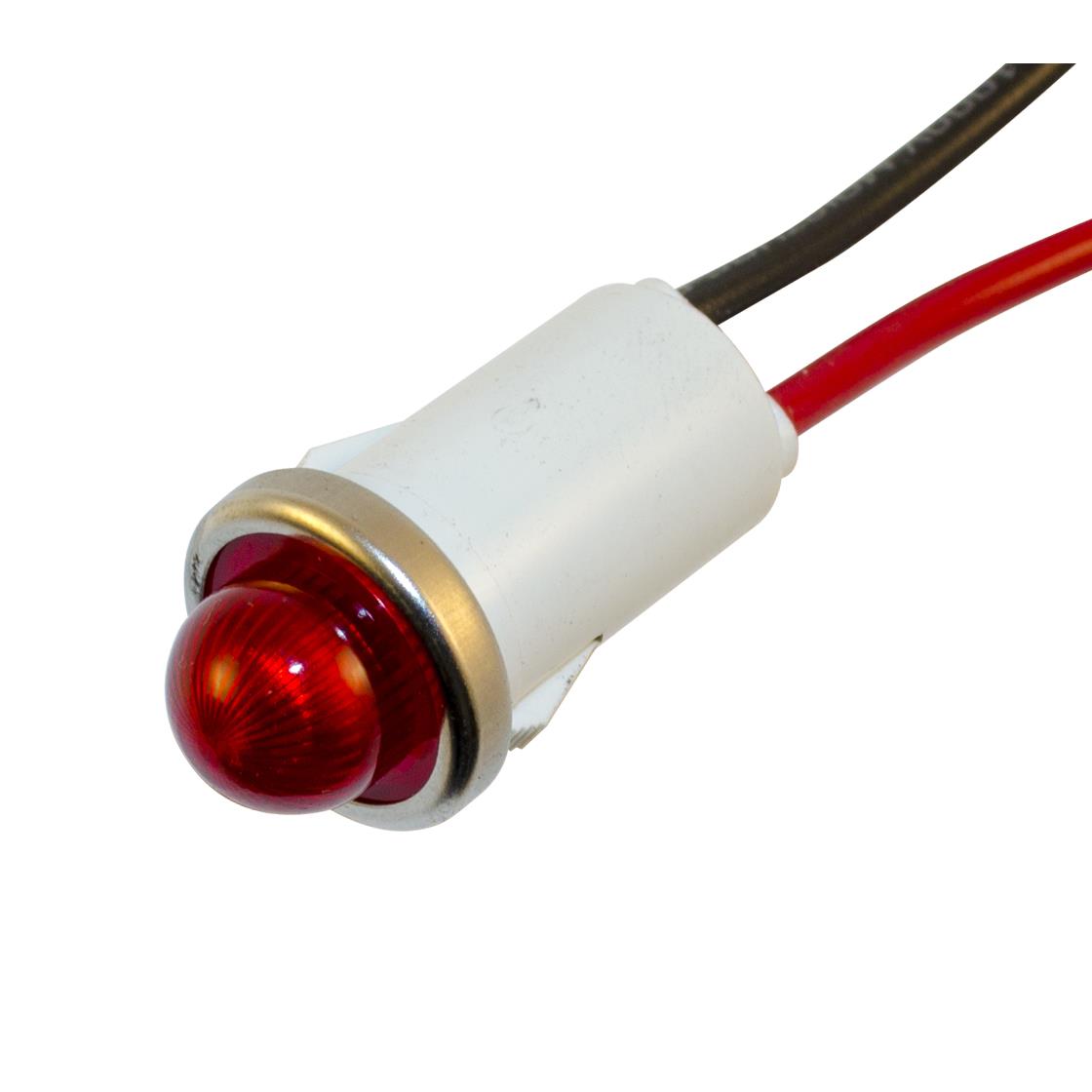 【WL-1091M1-24V】LED IND .50" RED 28V SDOME 6" LD