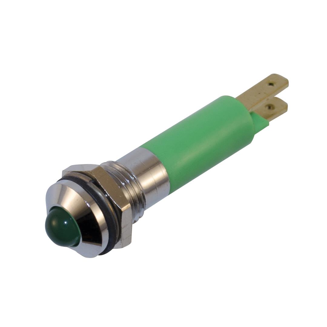 【WL-19040351】LED IND 8MM GREEN 24V SATIN BZL