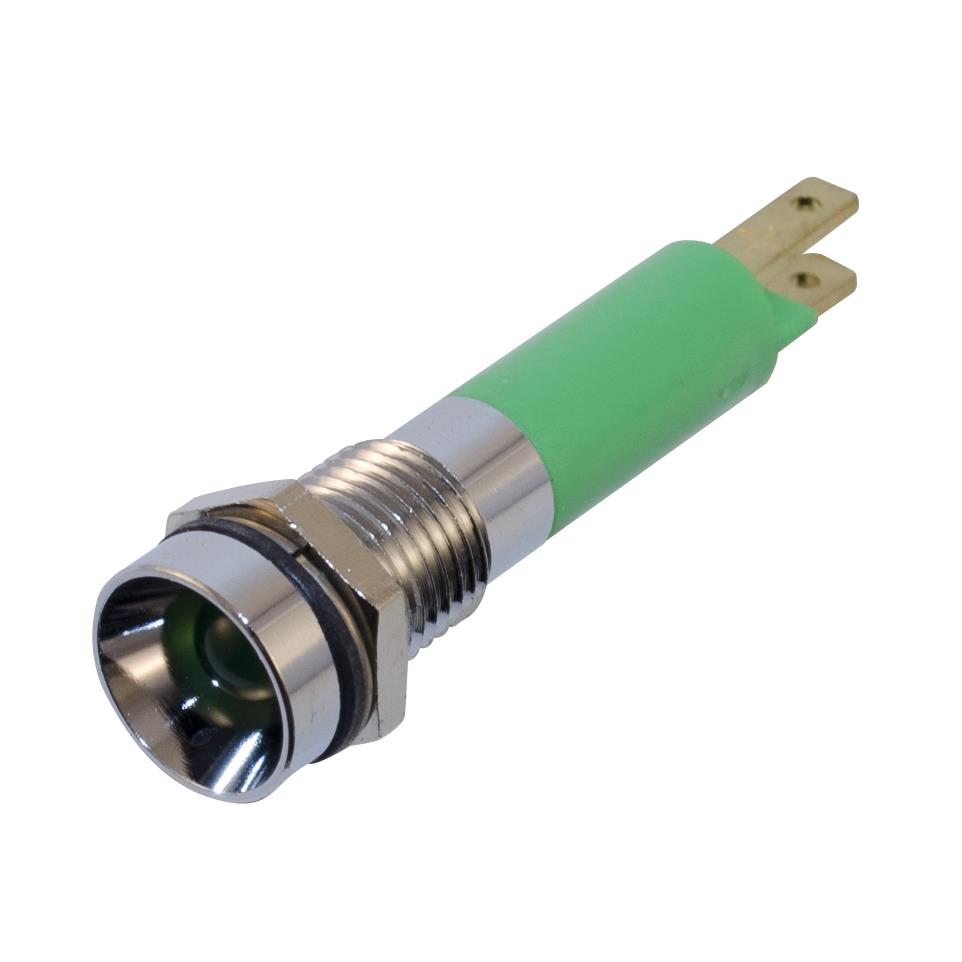 【WL-19050351】LED IND 8MM GREEN 24V SATIN BZL