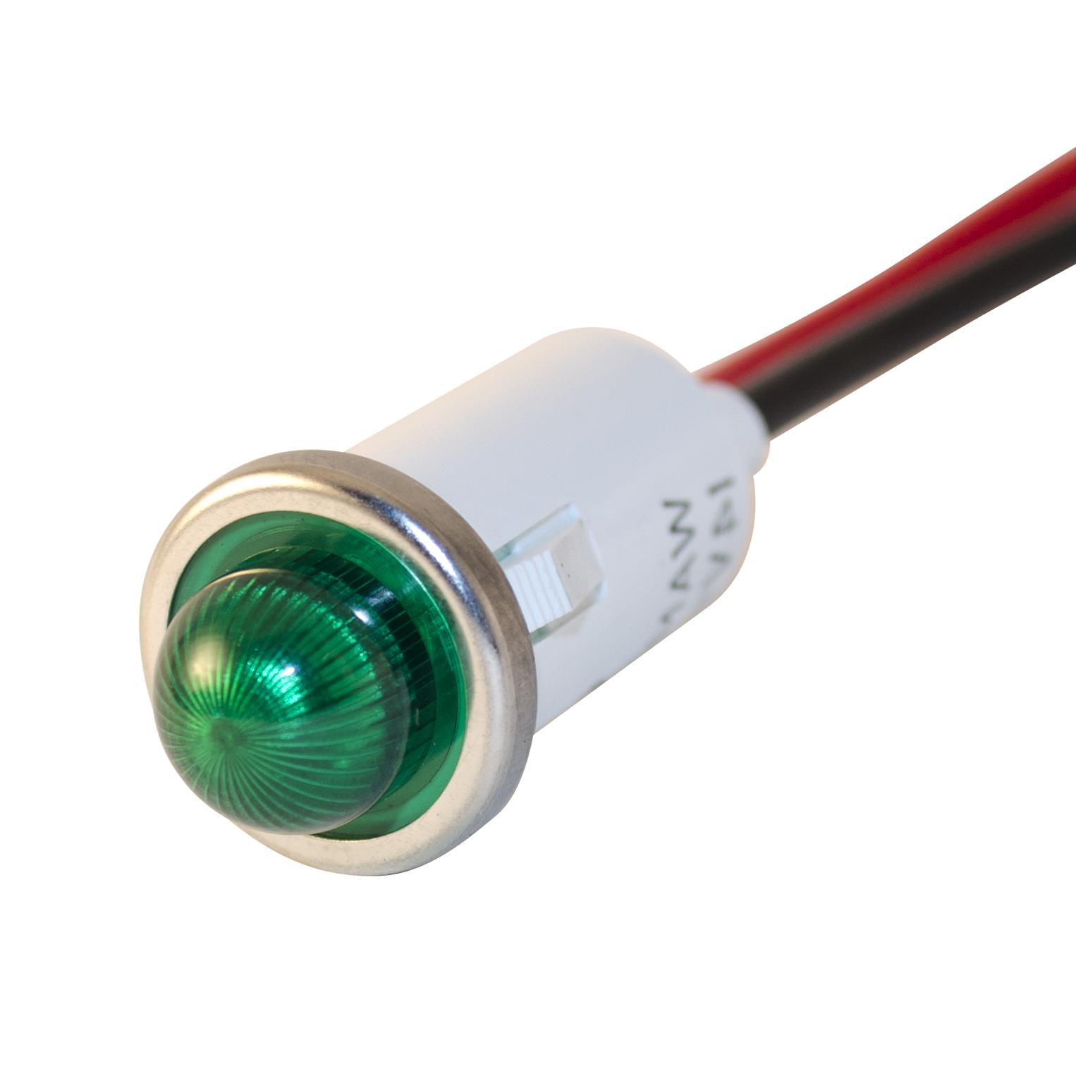 【WL-1091M5-12V】LED IND .50" GREEN 14V SDOME 6"