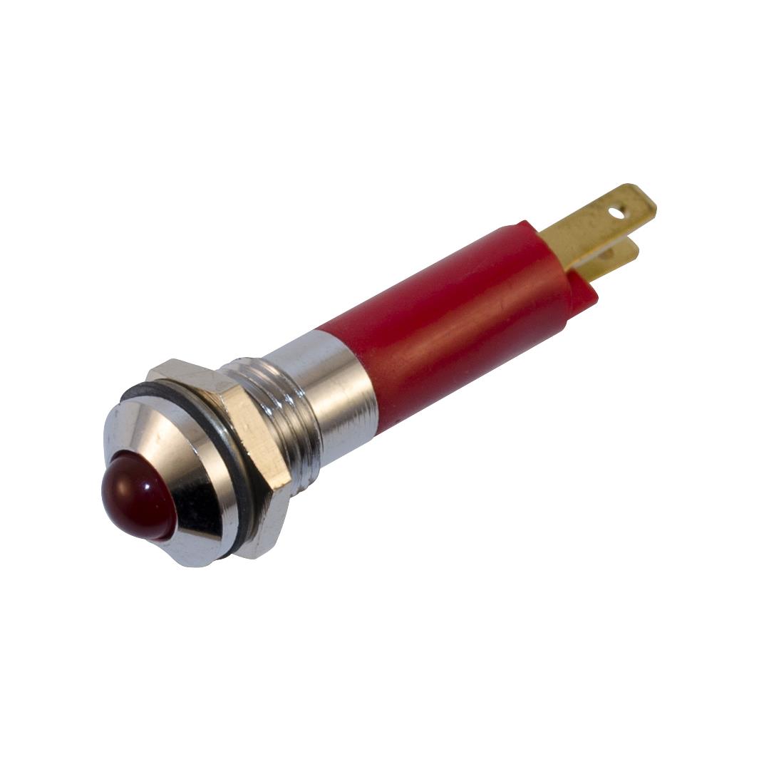 【WL-19040253】LED IND 8MM RED 12V SATIN BZL