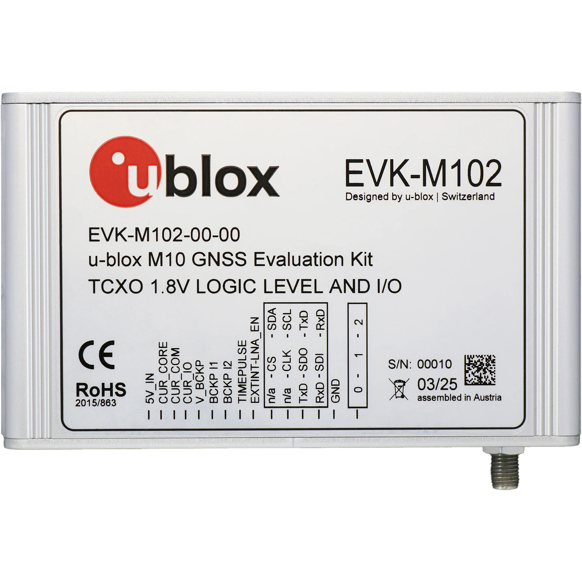 【EVK-M102-00】M10 GNSS EVAL KIT, TCXO, LNA, SA