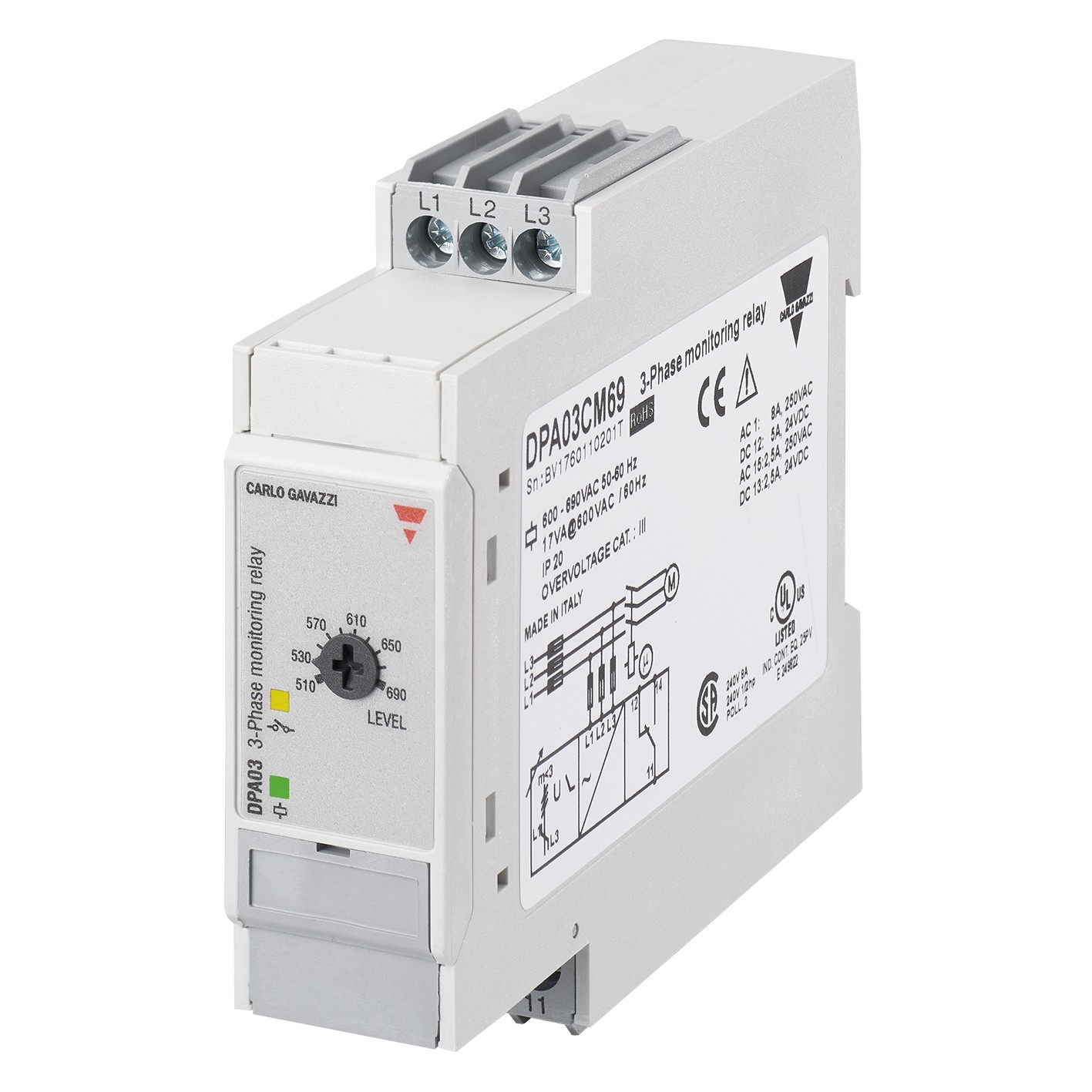 【DPA03CM69】3-PHASE MONITORING RELAY FOR PHA