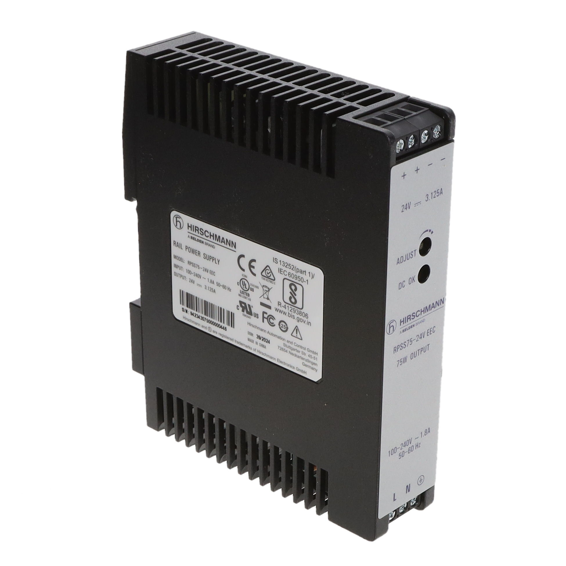 【RPSS75-24V-EEC】DIN RAIL 24 V POWER SUPPLY UNIT
