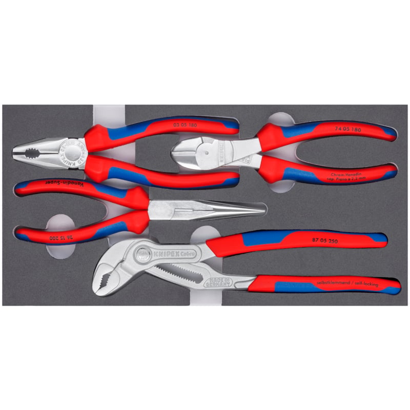 【00 20 01 V17】4 PC CHROME PLIERS IN FOAM TRAY