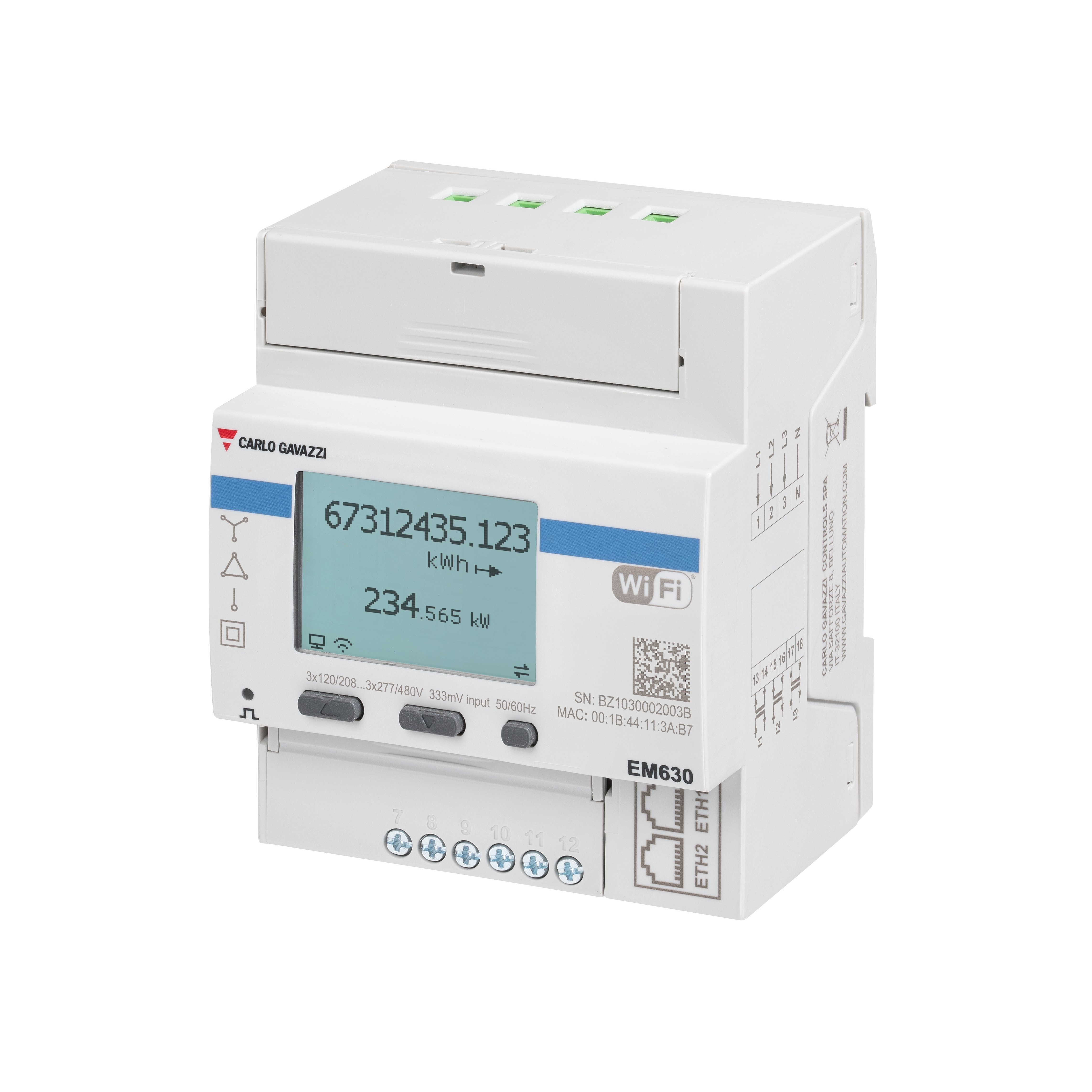 3-PH ENERGY METER CT 5A WIFI ETH【EM630WAV53XE2M1PFB】