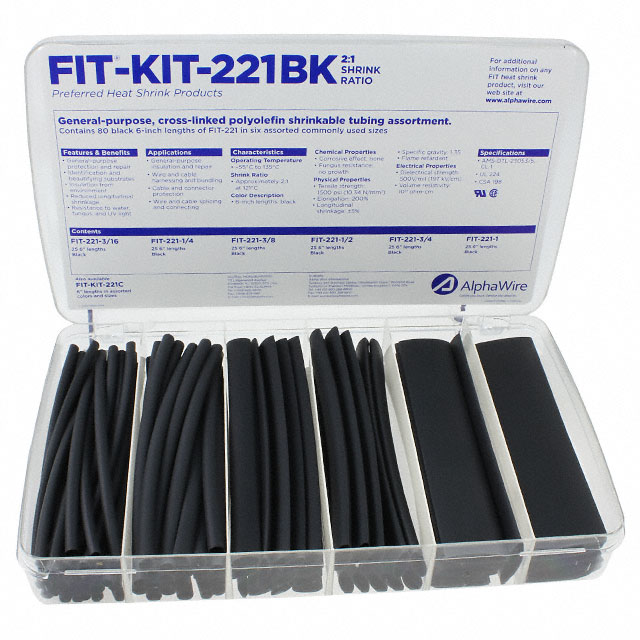 【FKIT221BK BK032】KIT SHRINK TUBING 2:1 XLPO BLACK