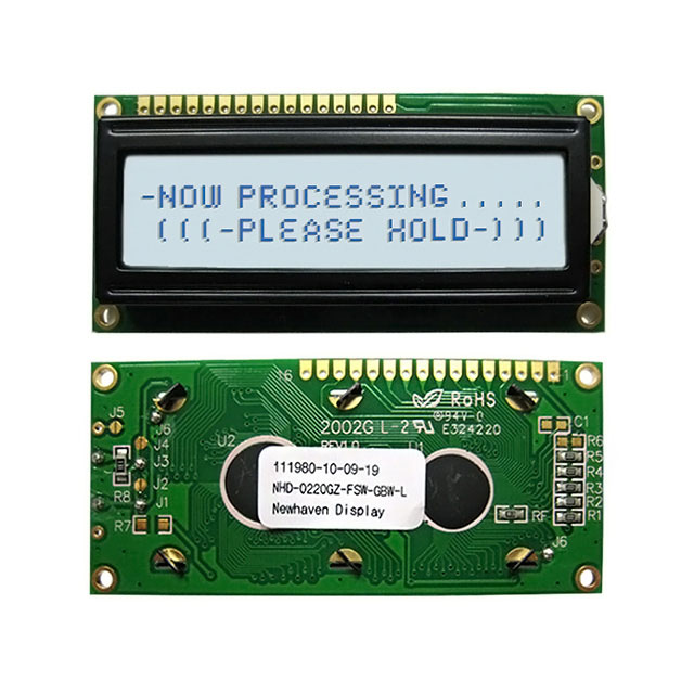 【NHD-0220GZ-FSW-GBW-L】LCD MOD 40DIG 20X2 TRANSFLCT WHT