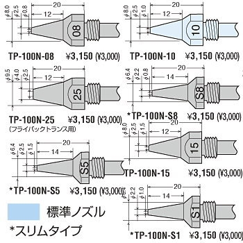 【TP100200NS1】交換ノズルチップ 1.0mm スリム