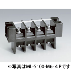 【ML-5100-M6-3P】貫通型ねじ式端子台 M6セムスねじ 21mmピッチ 75A 600V 3極 裏側ねじ止め(表と同じ，貫通型)